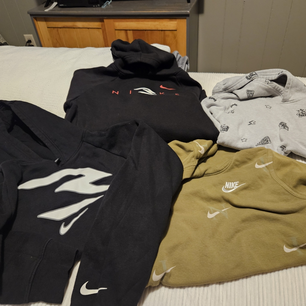 Nike Kids Black, Olive, and Gray Hoodies